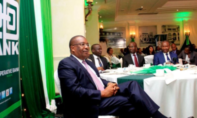 Cooperative Bank of Kenya Group Managing Director Gideon Muriuki (left) during a past investor briefing